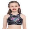 CHICTRY Kids Girls Tie Dye Criss Cross Back Sports Bra Athletic Crop Top Cami Shirts Dancewear Black 4 Years view 2