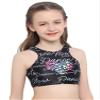 CHICTRY Kids Girls Tie Dye Criss Cross Back Sports Bra Athletic Crop Top Cami Shirts Dancewear Black 4 Years view 4