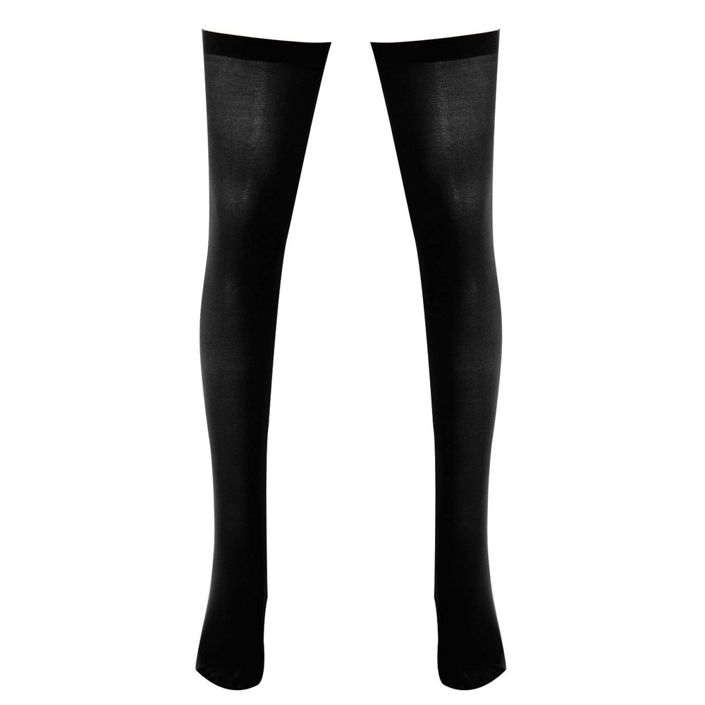 Aislor High Thigh Socks Striped Over Knee Thin Tights Long Stocking Knee High Leg Warmer Black Open Toes 1 Pair
