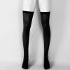 Aislor High Thigh Socks Striped Over Knee Thin Tights Long Stocking Knee High Leg Warmer Black Open Toes 1 Pair view 3