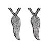 2Pcs Angel Wings Pendants Round Cross Chain Mens Womens Ancient Silver Color Necklace Jewelry Gift view 1