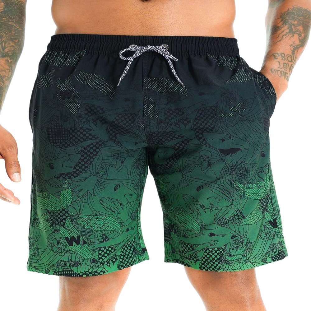 APTRO Men's Swim Trunks 9" Quick Dry Bathing Suit Big & Tall Beach Swimsuits HWP023 Green 5X