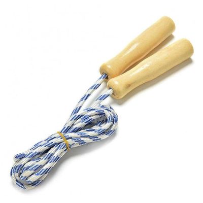 1pc Skipping Sports Rope Practice Speed Jump Training Strap with Wood Grip Handle Children Fitness Equipment 214cm Random Color