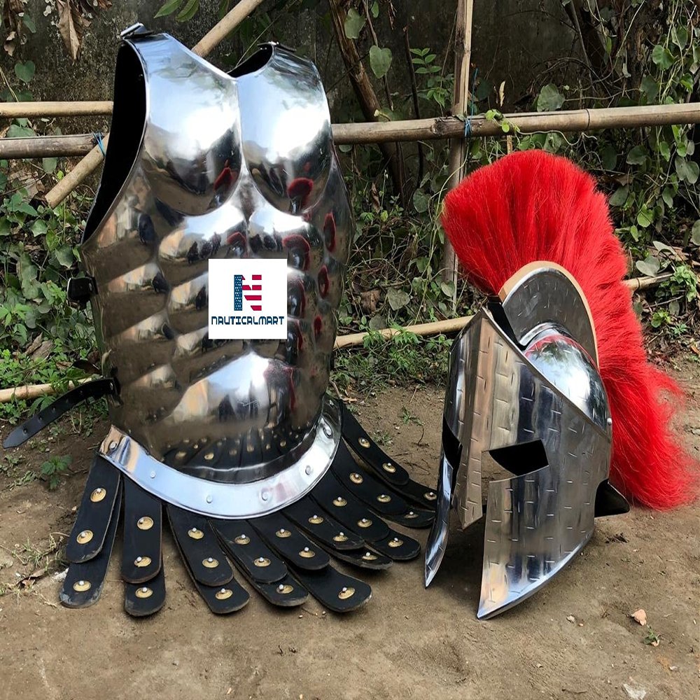 Nautical-Mart 300 Spartan Roman Medieval Muscle Armor Breastplate And Helmet With Red Plume