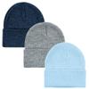 Hudson Baby Unisex Baby Knit Cuffed Beanie 3pk, Light Blue, Adult view 1