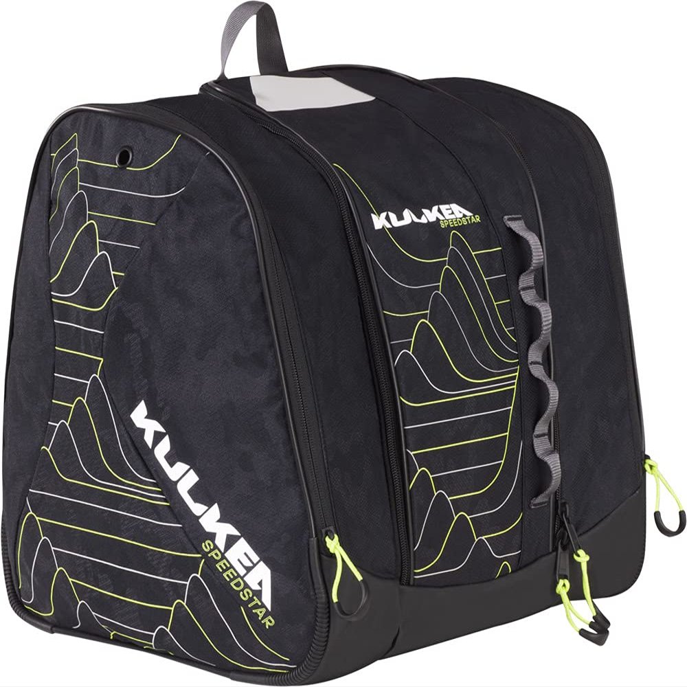KULKEA Speed Star Kids Ski Boot Backpack - Ski Boot Bag With Open Pack Design For Quick Gear & Boot Storage - Durable, Spacious, & Water Resistant Backpack (Black Shadow Camo)
