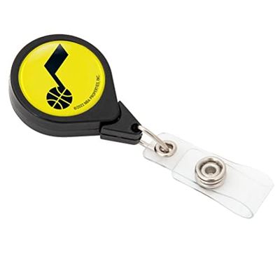 Desert Cactus Utah Jazz Retractable Badge Holder NBA ID Reel with Ticket Clip for Lanyard, Work, School & Office Access (Design A)