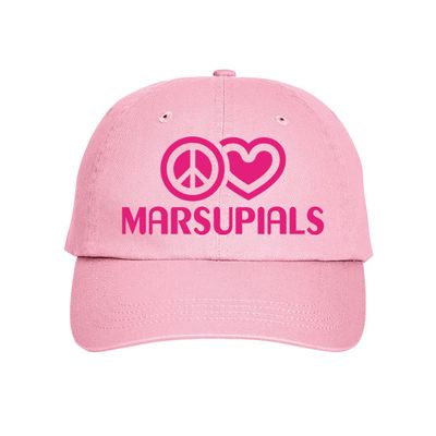 Press Fans - Peace Love MARSUPIALS Hat Baseball Cap Distressed Classic Polo Style Adjustable, y58 Light Pink