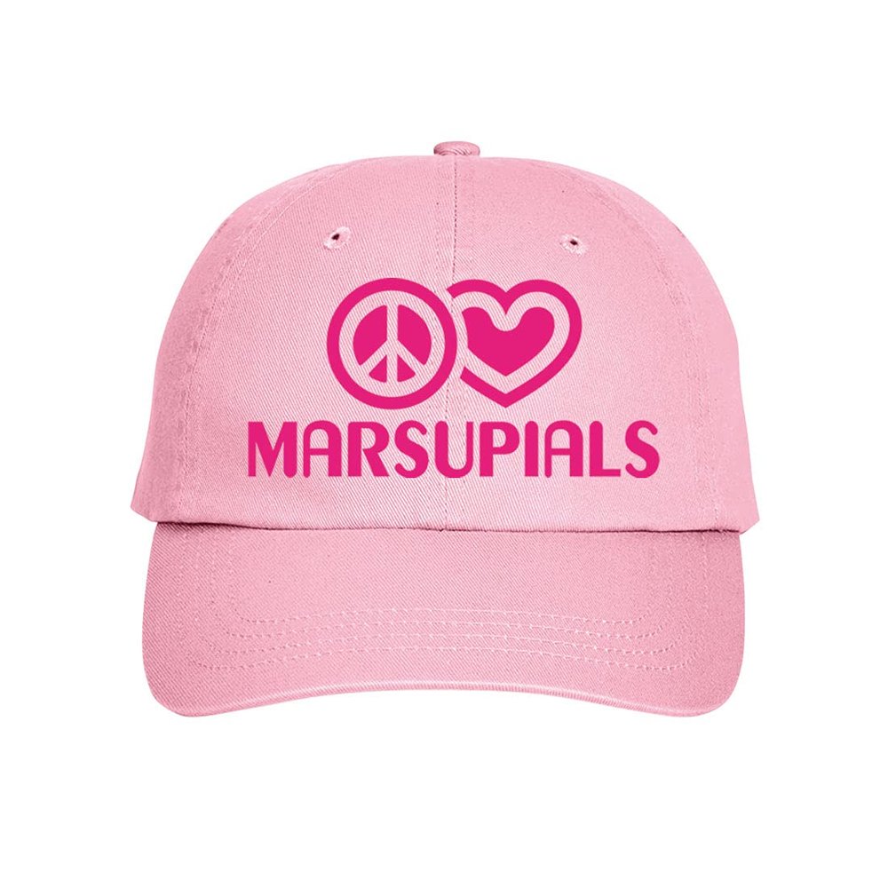 Press Fans - Peace Love MARSUPIALS Hat Baseball Cap Distressed Classic Polo Style Adjustable, y58 Light Pink