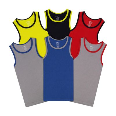Buyless Fashion Boys Scoop Neck Tagless Undershirts Soft Cotton Tank Top (6 Pack) 5-6