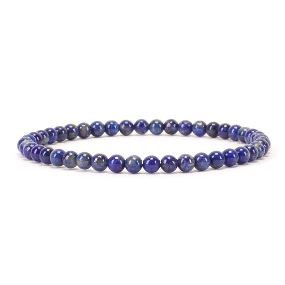Cherry Tree Collection - Small, Medium, Large Sizes - Gemstone Beaded Bracelets For Women and Men - 4mm Round Beads (Lapis, Large)