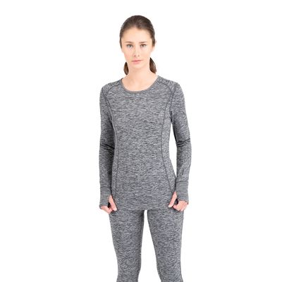 Terramar Women's 2.0 Cloud Nine Midweight Performance Baselayer Scoop Shirt, Dark Grey Melange, Large
