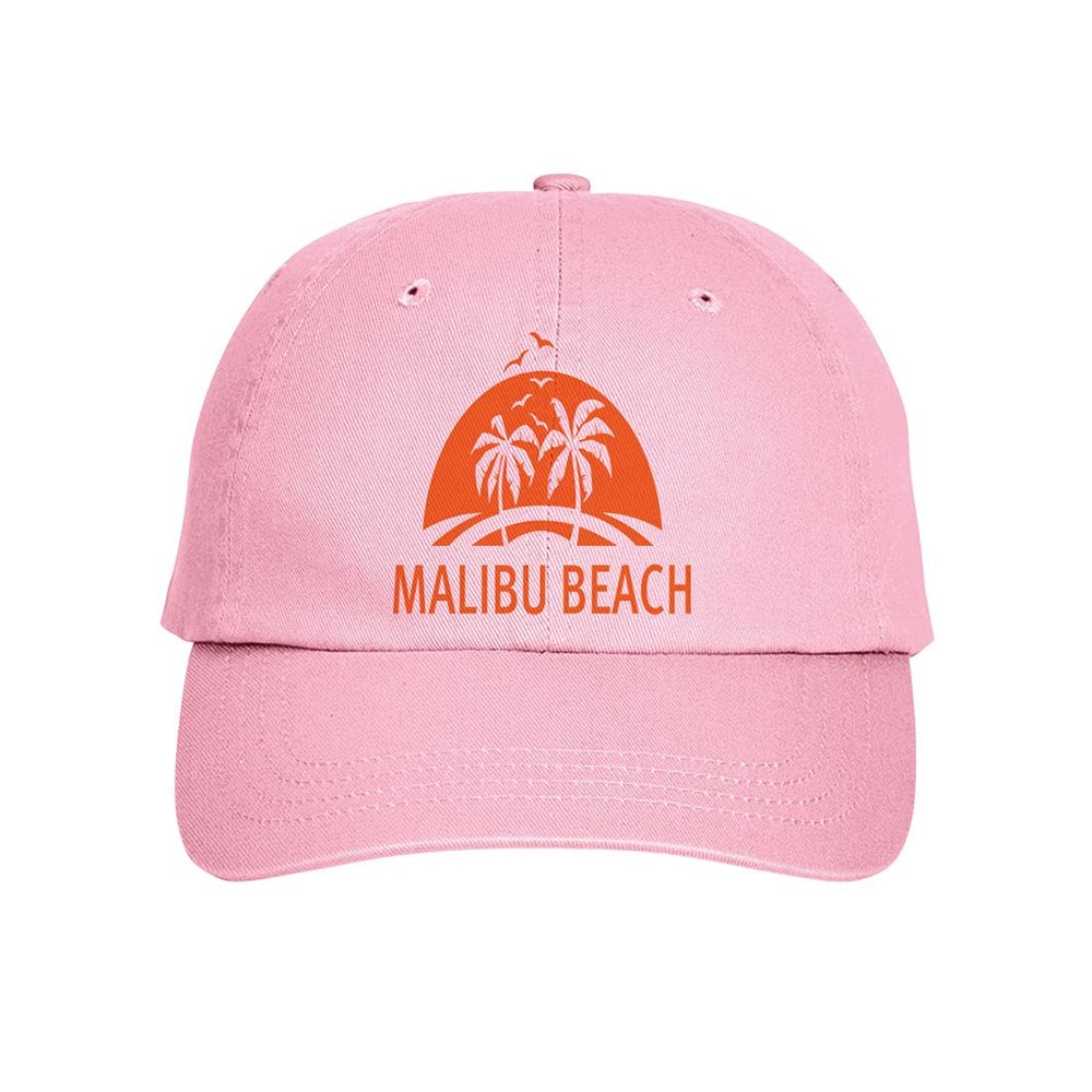 Press Fans - Malibu Beach Surf Beach Hat Baseball Cap Distressed Classic Polo Style Adjustable, n63 Light Pink