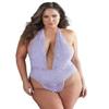 Allure Simone Lace Band Open Teddy Plus Size (1X -2X, Purple) view 1