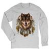Wolf Spirit Long Sleeve T-Shirt Native American Dreamcatcher Indigenous Grey Small view 1