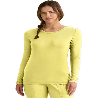 Healing Hands Women's Underscrub Soft Knit Melissa Longsleeve Scrub Tee with Breathable & Easy Care Fabric 5047, S, Canary