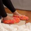BambooMN Adult Women's Soft Warm Cozy Fuzzy Tie Dye Multicolor Slippers Non-Slip Socks, Sunset Swirl, Large 1 Pair view 2