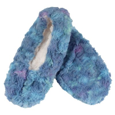 BambooMN Adult Women's Soft Warm Cozy Fuzzy Tie Dye Multicolor Slippers Non-Slip Socks, Berry Blend, Small 1 Pair
