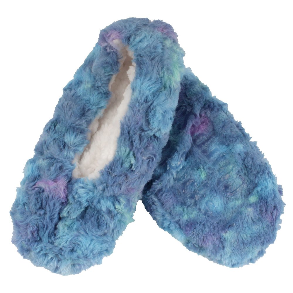 BambooMN Adult Women's Soft Warm Cozy Fuzzy Tie Dye Multicolor Slippers Non-Slip Socks, Berry Blend, Small 1 Pair