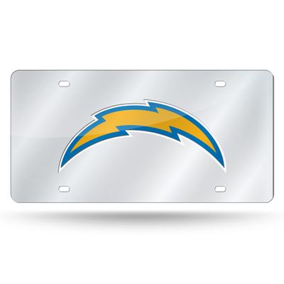 Rico Industries NFL Los Angeles Chargers Laser Inlaid Metal License Plate Tag, Silver