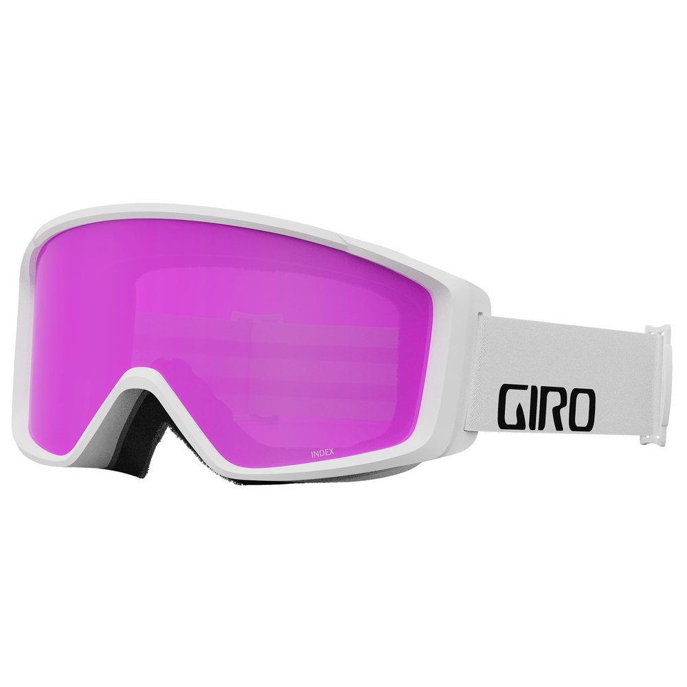Giro Index 2.0 Asian Fit Adult Snow Goggle - White Wordmark Strap with Amber Pink Lens