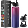 FineDine Water Bottle - Stainless Steel Insulated Water Bottle with Straw Lid, Flip Lid & Wide-Mouth Cap - Keeps Hot and Cold - 40 Oz / 1.18L - Dreamy Purple view 1