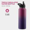 FineDine Water Bottle - Stainless Steel Insulated Water Bottle with Straw Lid, Flip Lid & Wide-Mouth Cap - Keeps Hot and Cold - 40 Oz / 1.18L - Dreamy Purple view 2