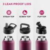 FineDine Water Bottle - Stainless Steel Insulated Water Bottle with Straw Lid, Flip Lid & Wide-Mouth Cap - Keeps Hot and Cold - 40 Oz / 1.18L - Dreamy Purple view 4
