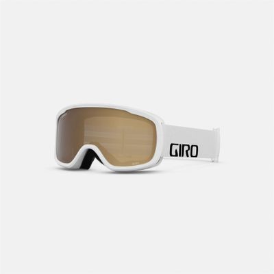 Giro Youth Buster Ski and Snowboard Goggles - White Wordmark Strap with Amber Rose Lens