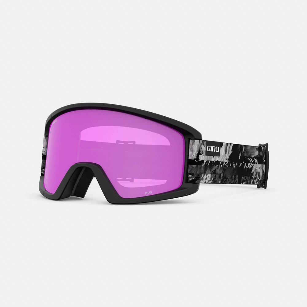 Giro Women's and Youth Dylan Ski and Snowboard Goggles - Black/White Data Mosh Strap with Amber Pink/Yellow Lenses