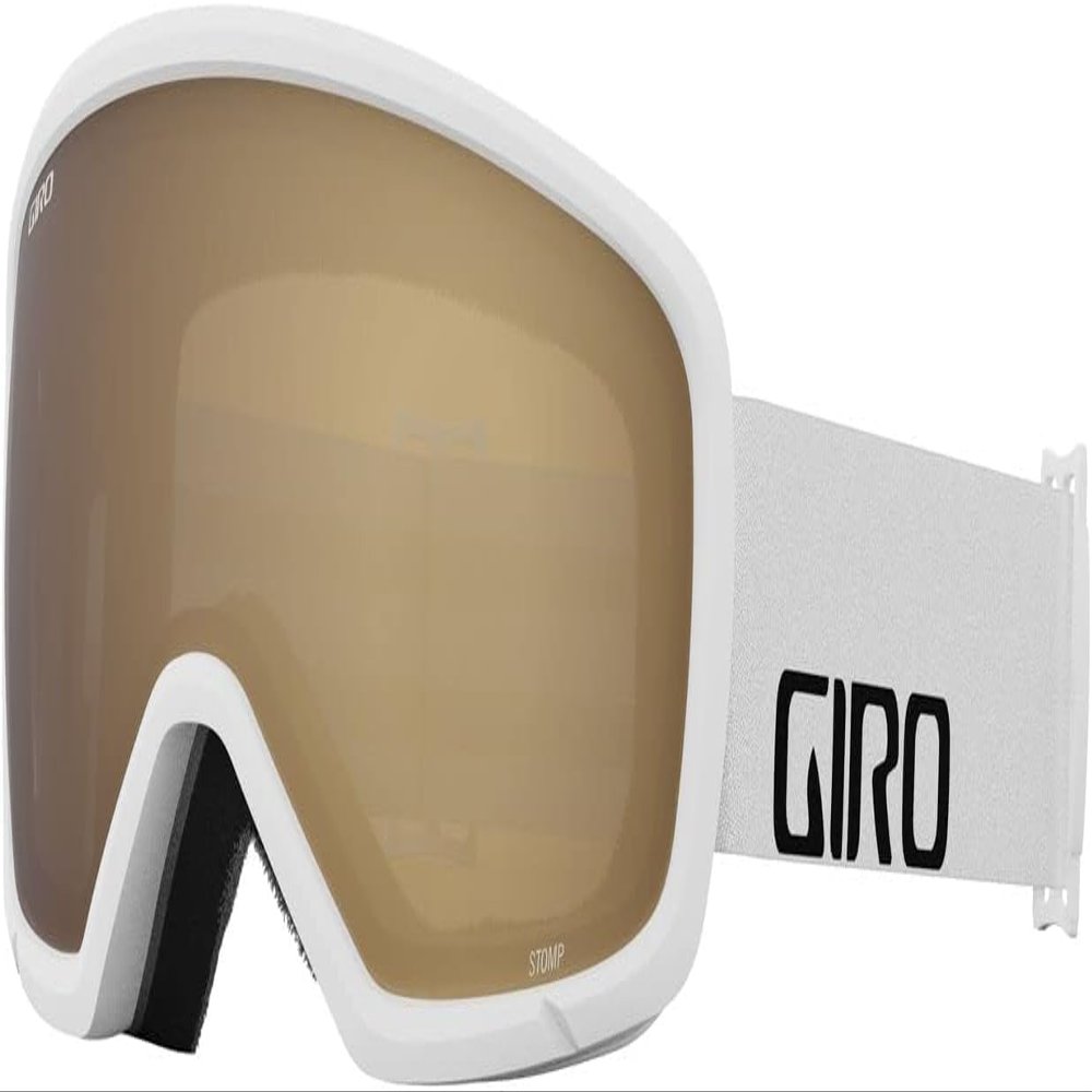 Giro Stomp Kids Ski Goggles - Snowboard Goggles for Youth, Boys & Girls - White Wordmark Strap with Amber Rose Lens