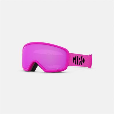 Giro Stomp Kids Ski Goggles - Snowboard Goggles for Youth, Boys & Girls - Pink Black Blocks Strap with Amber Pink Lens