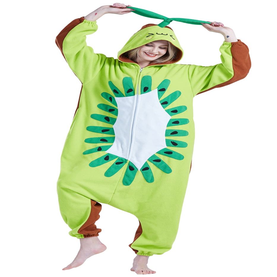 SAMGU Kiwi Fruit Onesie Adult Halloween Christmas Animal Cosplay Costume One Piece Pajamas for Men Women Medium
