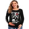 Women's Halloween Maternity Skeleton Outfits Tops Long Sleeve Pregnancy Shirt Skeleton Baby XL view 1