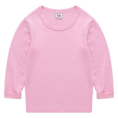 EISHOW Unisex Kids Toddler Cotton T-Shirts Basic Tees Baby Crew Long Sleeve T-Shirts Tops Blouse Solid Pullover Sweatshirt (Pink,4-5Y,4 Years,5 Years)