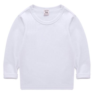 EISHOW Unisex Kids Toddler Cotton T-Shirts Basic Tees Baby Crew Long Sleeve T-Shirts Tops Blouse Solid Pullover Sweatshirt (White,2-3Y,2 Years,3 Years)