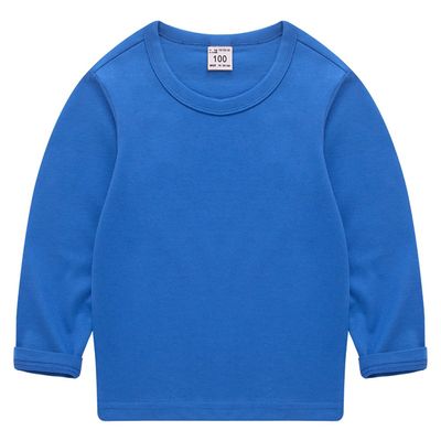 EISHOW Unisex Kids Toddler Cotton T-Shirts Basic Tees Baby Crew Long Sleeve T-Shirts Tops Blouse Solid Pullover Sweatshirt (Color Blue,6-7Y,6 Years,7 Years)
