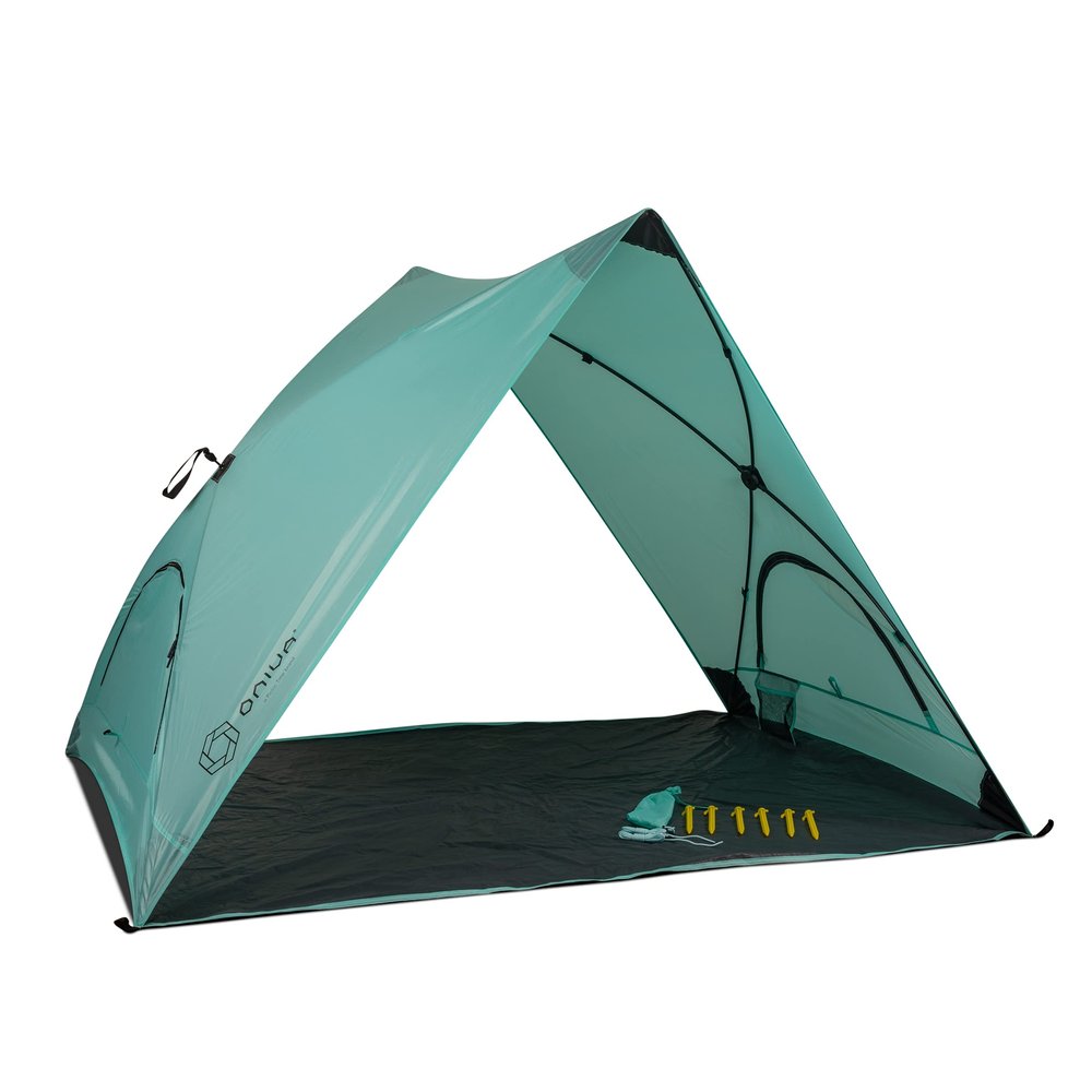 Picnic TIME Pismo A-Frame Beach Tent, Fully-Assembled Pop Up Tent, Beach Shade and Sun Shelter, Instant Outdoor Shade with Carrying Bag for Outdoors and UPF50+ UV Protection, (Ice Blue)