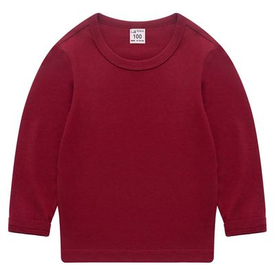 EISHOW Unisex Kids Toddler Cotton T-Shirts Basic Tees Baby Crew Long Sleeve T-Shirts Tops Blouse Solid Pullover Sweatshirt (Dark Red,3-4Y,3 Years,4 Years)