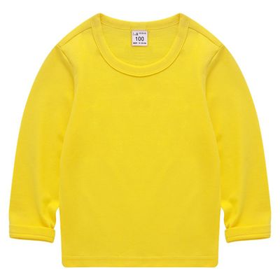 EISHOW Unisex Kids Toddler Cotton T-Shirts Basic Tees Baby Crew Long Sleeve T-Shirts Tops Blouse Solid Pullover Sweatshirt (Yellow,4-5Y,4 Years,5 Years)