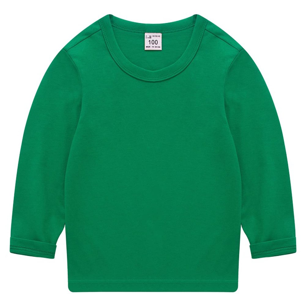 EISHOW Unisex Kids Toddler Cotton T-Shirts Basic Tees Baby Crew Long Sleeve T-Shirts Tops Blouse Solid Pullover Sweatshirt (Green,9 Years,9 Years)
