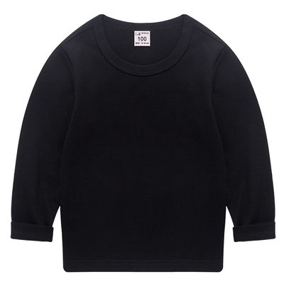 EISHOW Unisex Kids Toddler Cotton T-Shirts Basic Tees Baby Crew Long Sleeve T-Shirts Tops Blouse Solid Pullover Sweatshirt (Black,9 Years,9 Years)