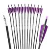 ZSHJGJR 30 Inch Archery Carbon Arrows Spine 500 Hunting Arrows with Arrow Tube Quiver Set with 4 Turkey Feather Target Practice Arrows for Compound & Recurve & Traditional Bow (Purple) view 2