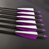ZSHJGJR 30 Inch Archery Carbon Arrows Spine 500 Hunting Arrows with Arrow Tube Quiver Set with 4 Turkey Feather Target Practice Arrows for Compound & Recurve & Traditional Bow (Purple) view 3