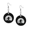 Funny Bigfoot Sasquatch Full Moon Round Wooden Earrings Pendant Personality Dangle For Women view 1