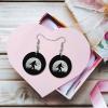 Funny Bigfoot Sasquatch Full Moon Round Wooden Earrings Pendant Personality Dangle For Women view 3