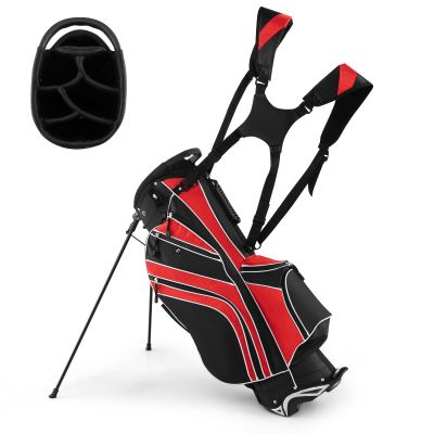 GRAFFY Golf Stand Bags, Golf Carry Bag w/ 6 Way Dividers, 8 Pockets, Rain Hood, Umbrella Holder & Glove Sticker, Lightweight Golf Club Bags for Men, Women (Red)