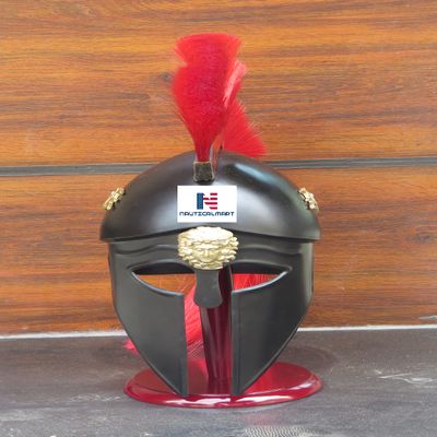 Nautical-Mart Royal Corinthian Greek Helmet with Red Plume Brass Emblem & Dragon