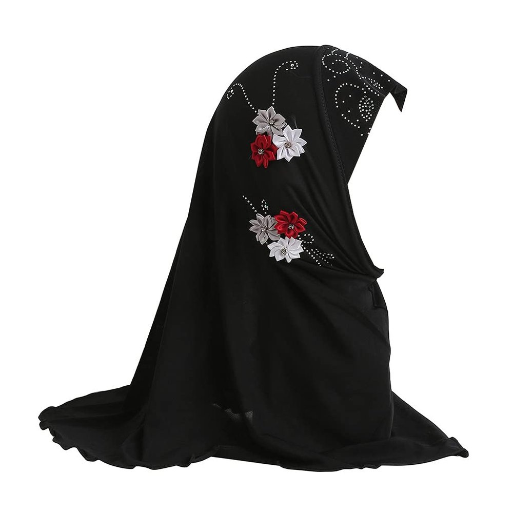 Starsouce Girls Hijab Head Wrap Muslim Turban Islamic Scraf One Piece Shawls with Flowers