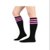 Soccer Socks Women Knee High - with with Three Pink Stripes, Long Thin Tube Sports Tall Socks view 1